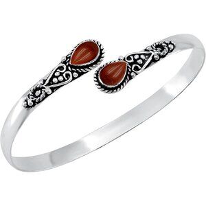 Red Jasper Pear Shape Natural Gemstones Bangle Handmade Cuff Bracelet